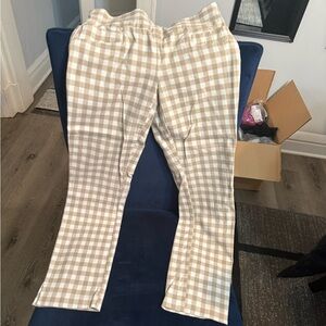 Tan and White Checkered Pants